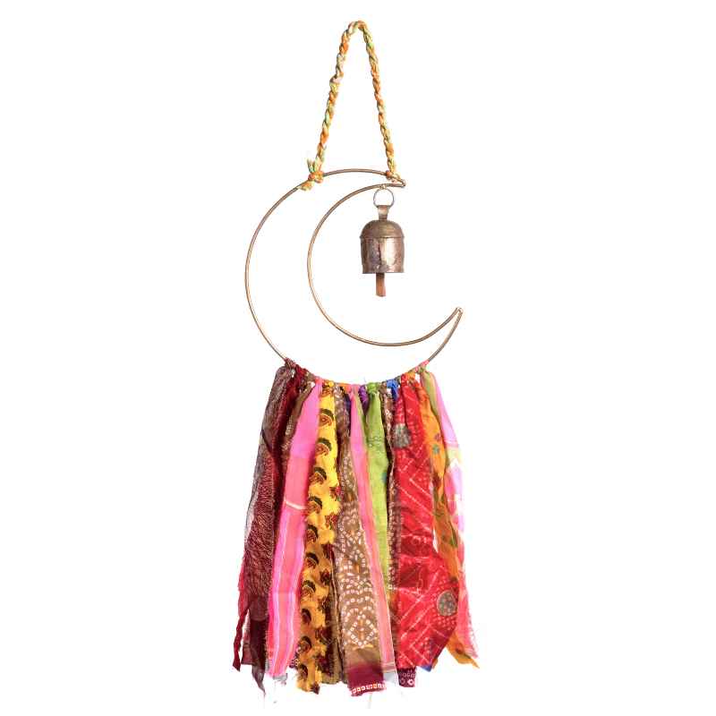 Swapna Moon Bell Dream Chime with Upcycled Sari